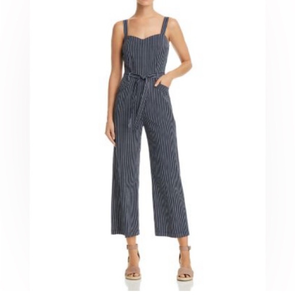 S PAIGE Emma Striped Navy Jumpsuit cropped NEW